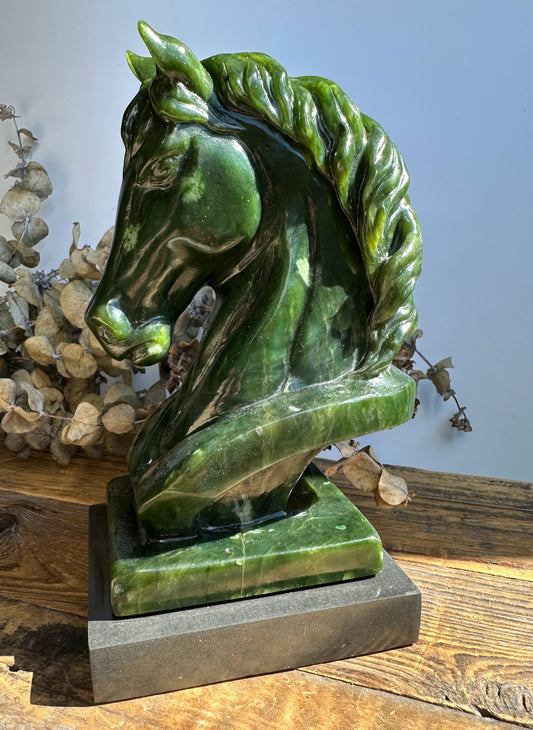 Canadian Nephrite Jade Horse Head, 6"