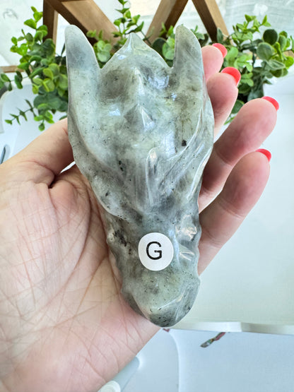 Labradorite Dragon Skull Carving (G) – 4.25 Inches