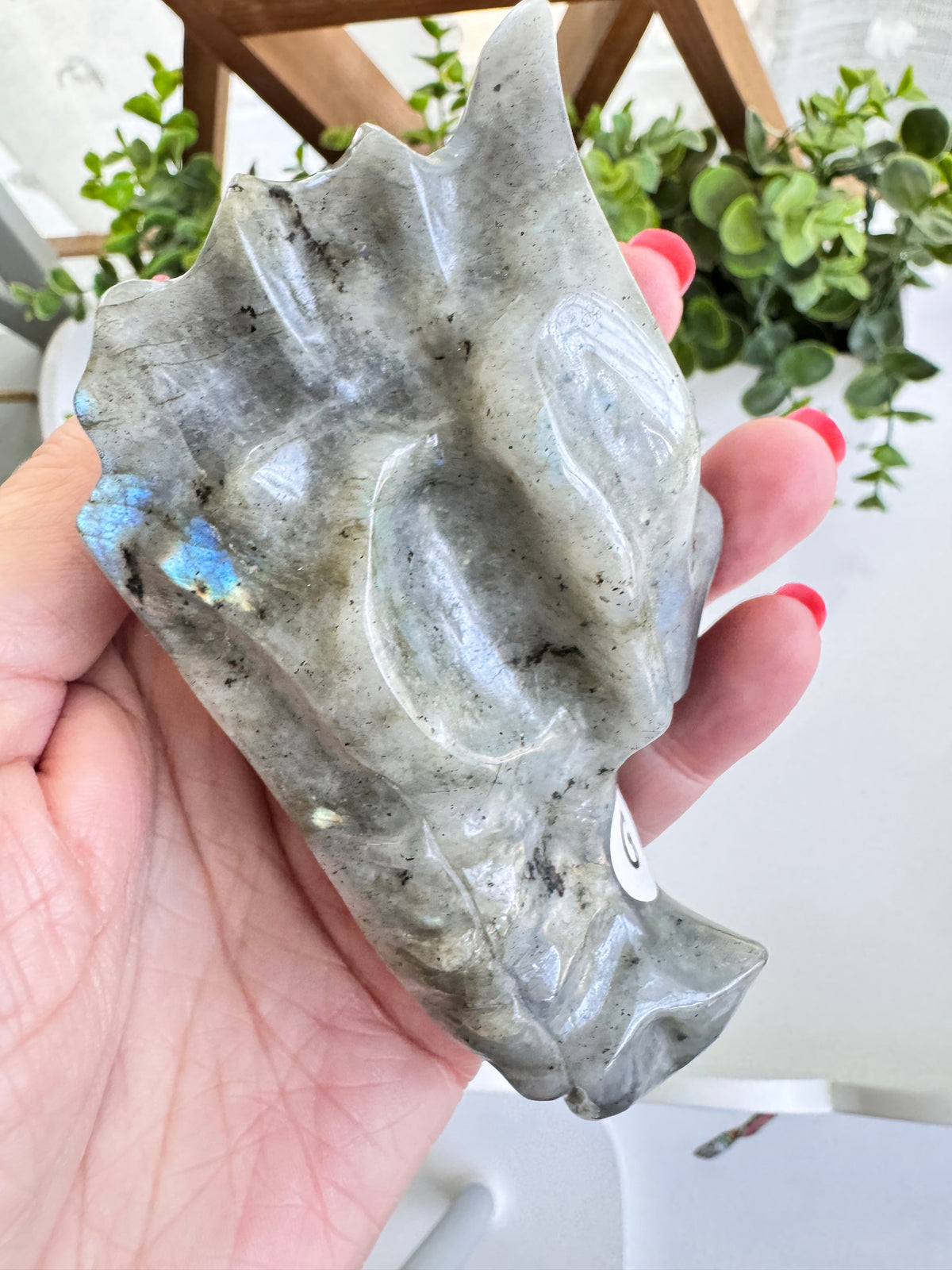 Labradorite Dragon Skull Carving (G) – 4.25 Inches