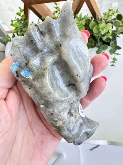 Labradorite Dragon Skull Carving (G) – 4.25 Inches