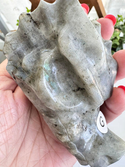 Labradorite Dragon Skull Carving (G) – 4.25 Inches