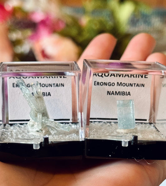Aquamarine Specimens, Erongo Namibia, Perkie Box –