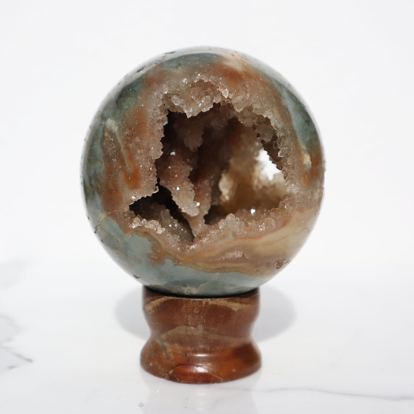 Rare Agate and Stalactites Sphere – agate and crystals sphere