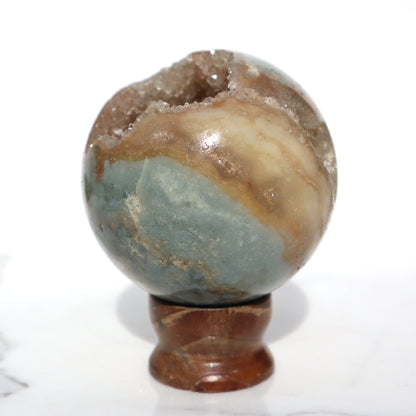 Rare Agate and Stalactites Sphere – agate and crystals sphere