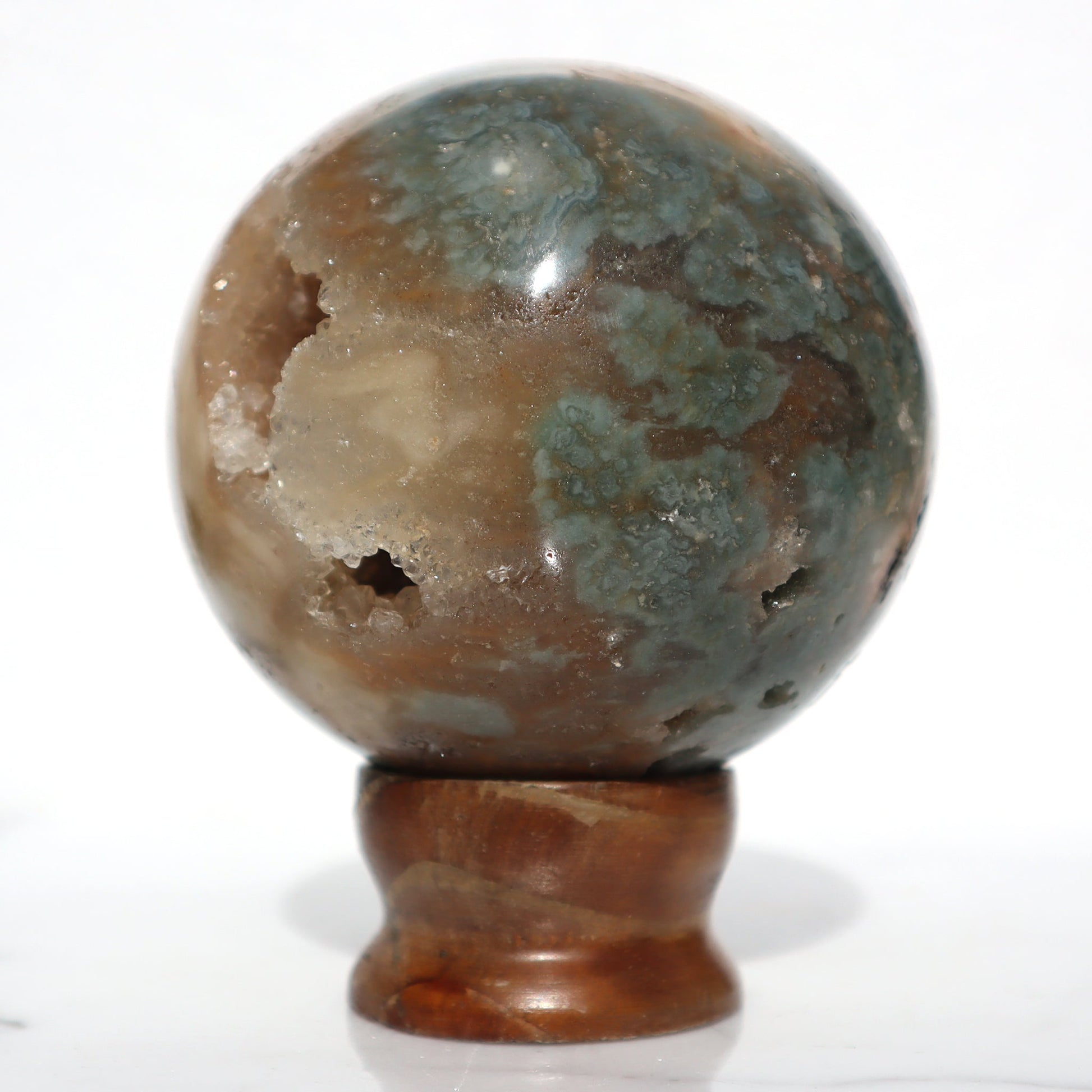 Rare Agate and Stalactites Sphere – agate and crystals sphere