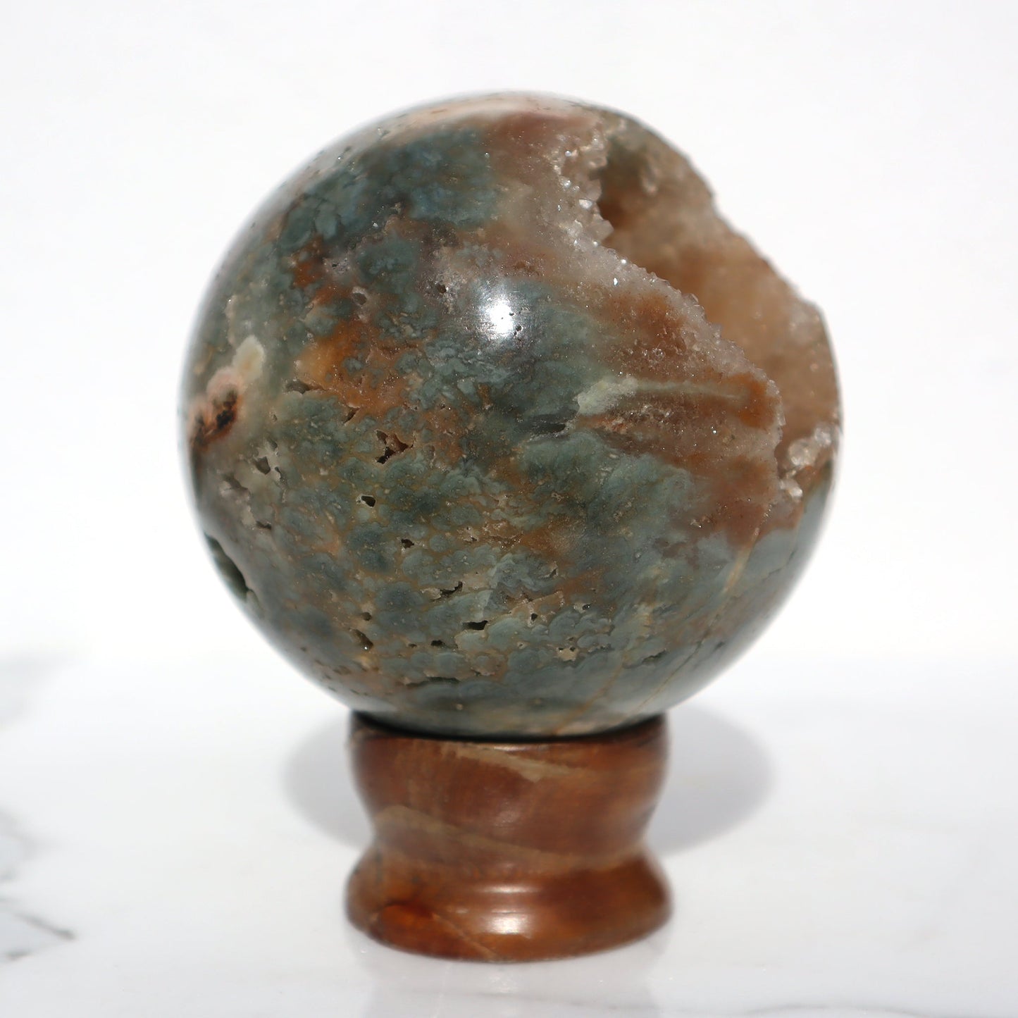 Rare Agate and Stalactites Sphere – agate and crystals sphere
