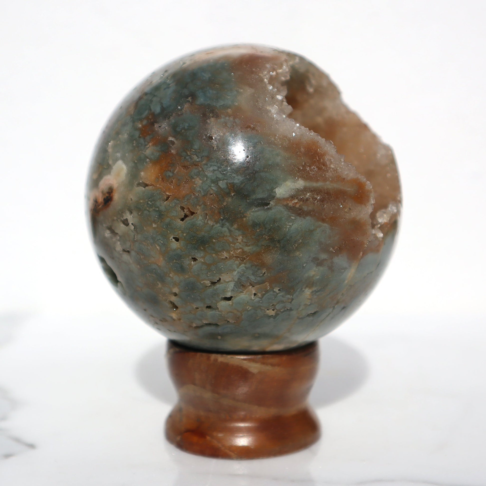 Rare Agate and Stalactites Sphere – agate and crystals sphere