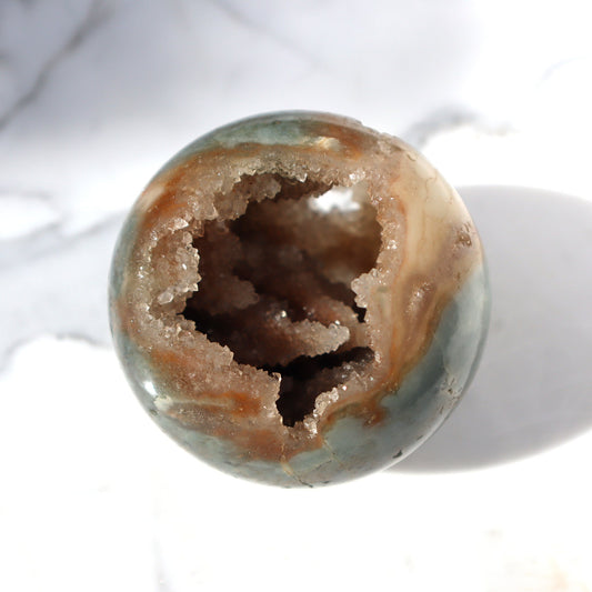 Rare Agate and Stalactites Sphere – agate and crystals sphere