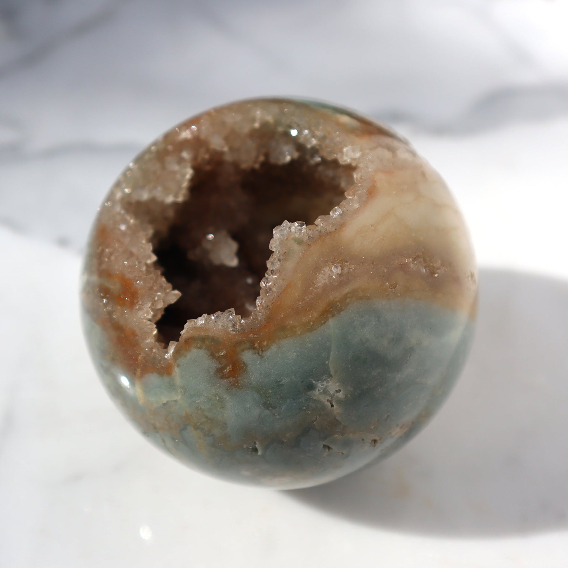 Rare Agate and Stalactites Sphere – agate and crystals sphere