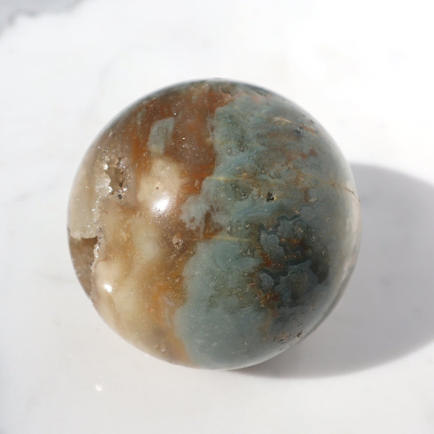 Rare Agate and Stalactites Sphere – agate and crystals sphere