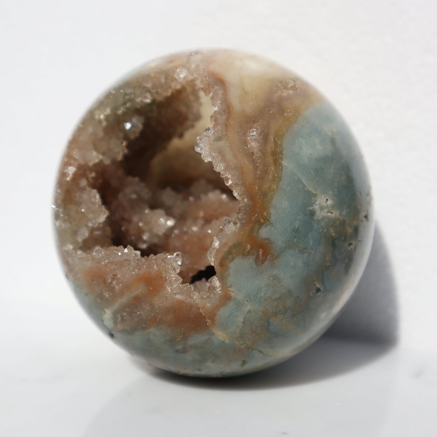 Rare Agate and Stalactites Sphere – agate and crystals sphere