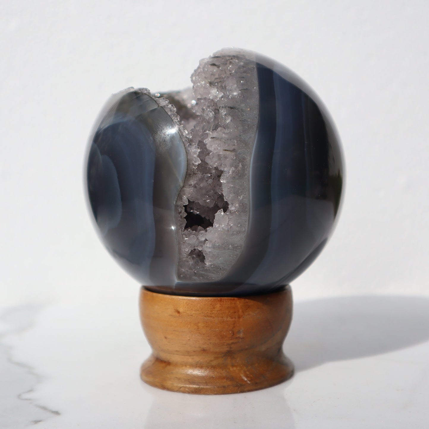 Agate Sphere with Stalactites