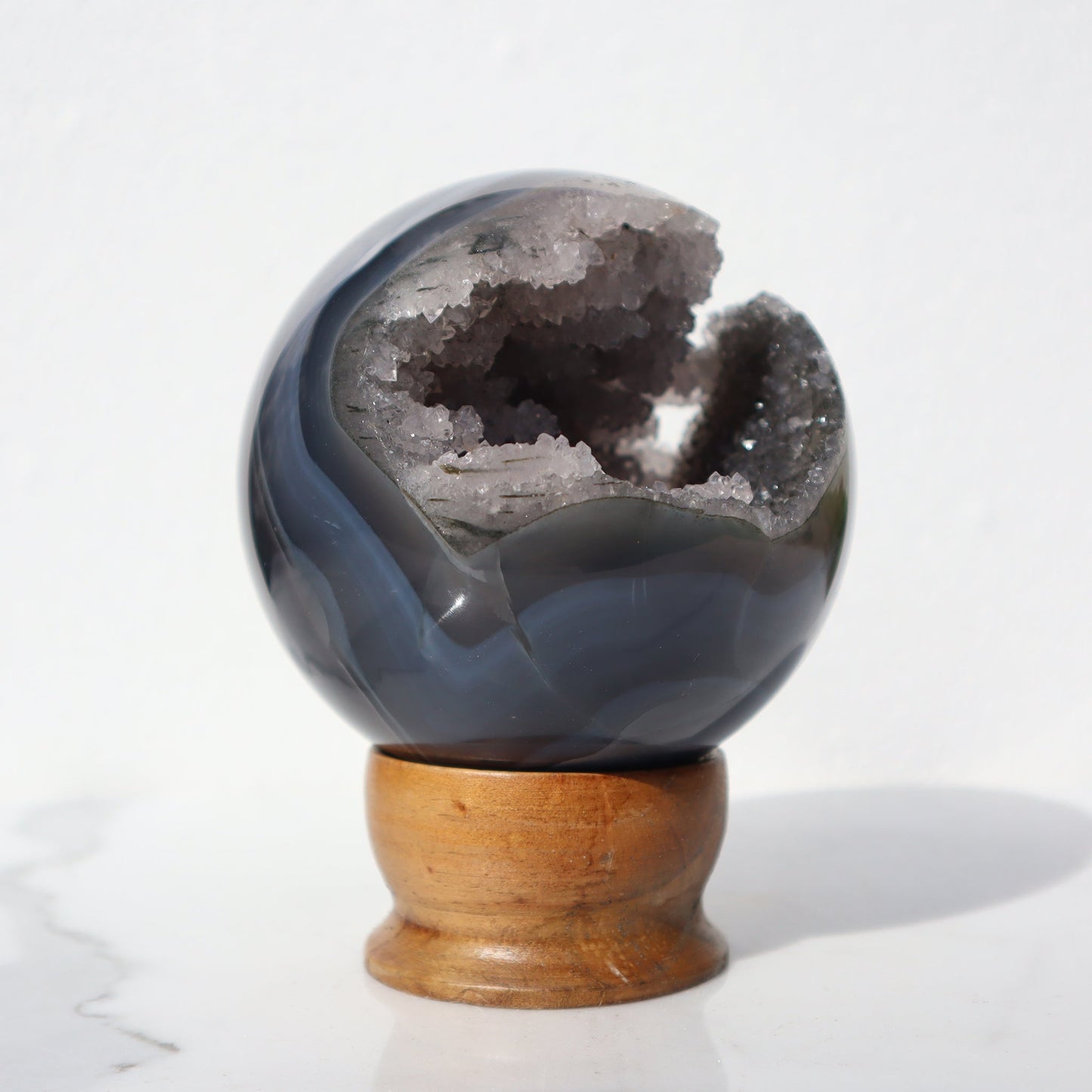 Agate Sphere with Stalactites