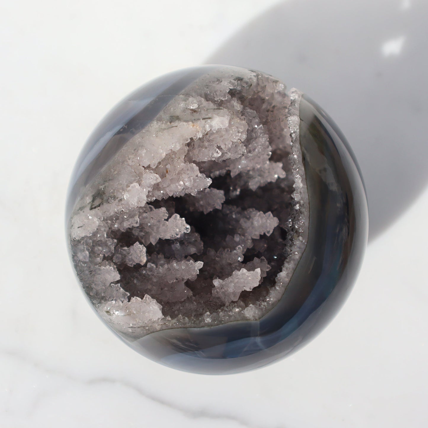 Agate Sphere with Stalactites