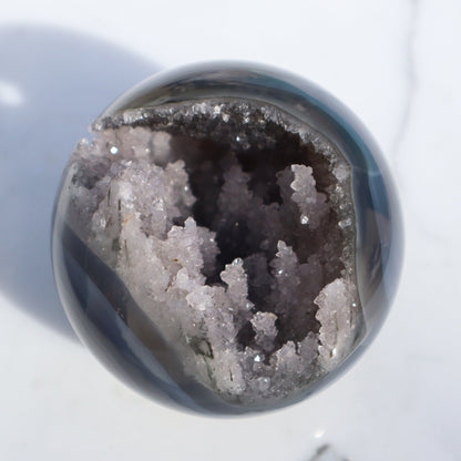 Agate Sphere with Stalactites