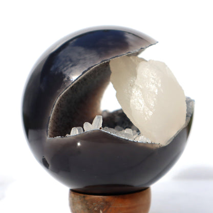 Agate Sphere with Calcite Formations