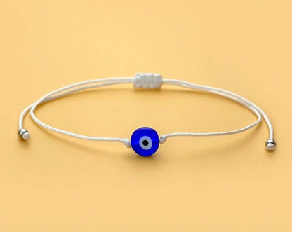 Evil Eye Bracelet – Adjustable Protection Jewelry in 4 Colors – White