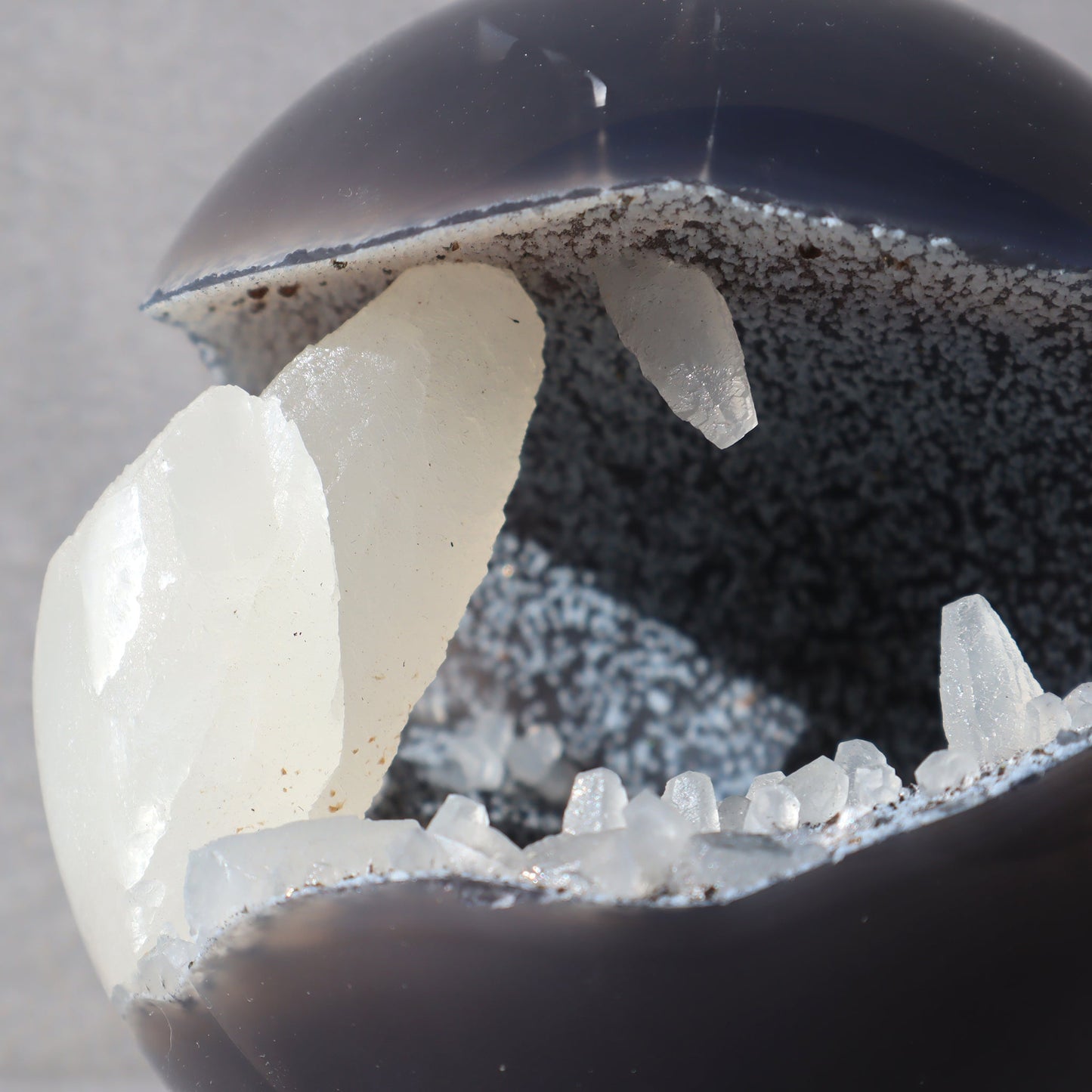 Agate Sphere with Calcite Formations