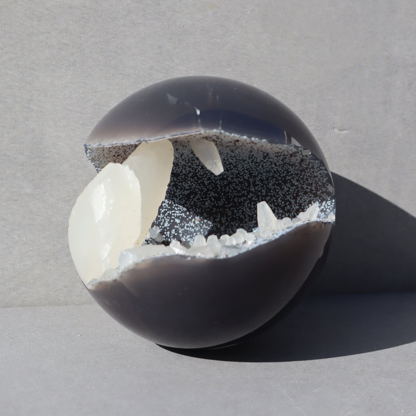 Agate Sphere with Calcite Formations
