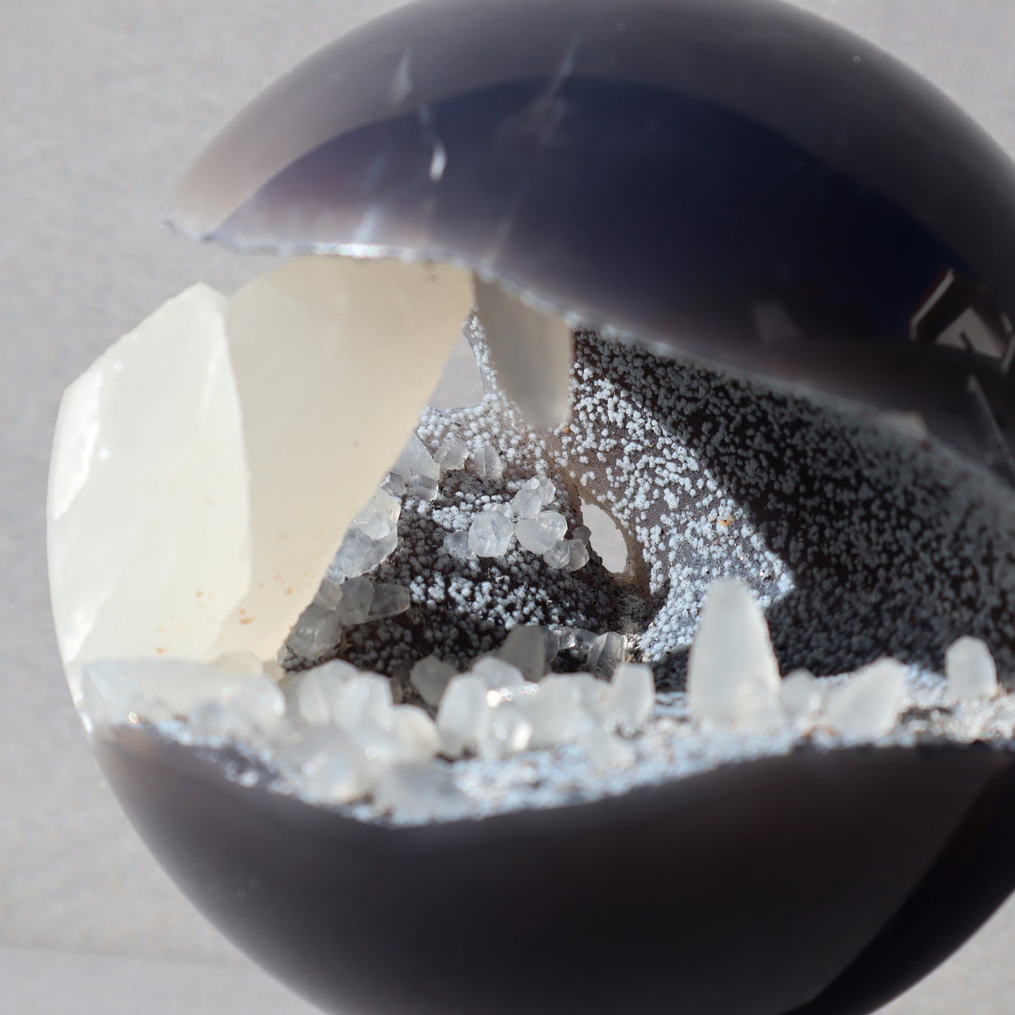 Agate Sphere with Calcite Formations