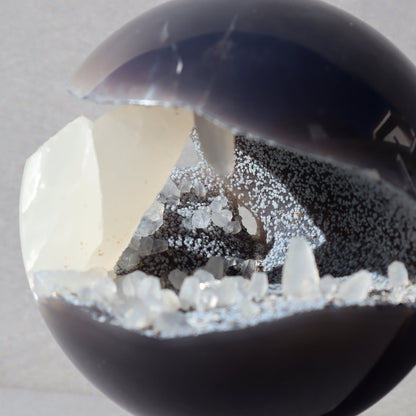Agate Sphere with Calcite Formations