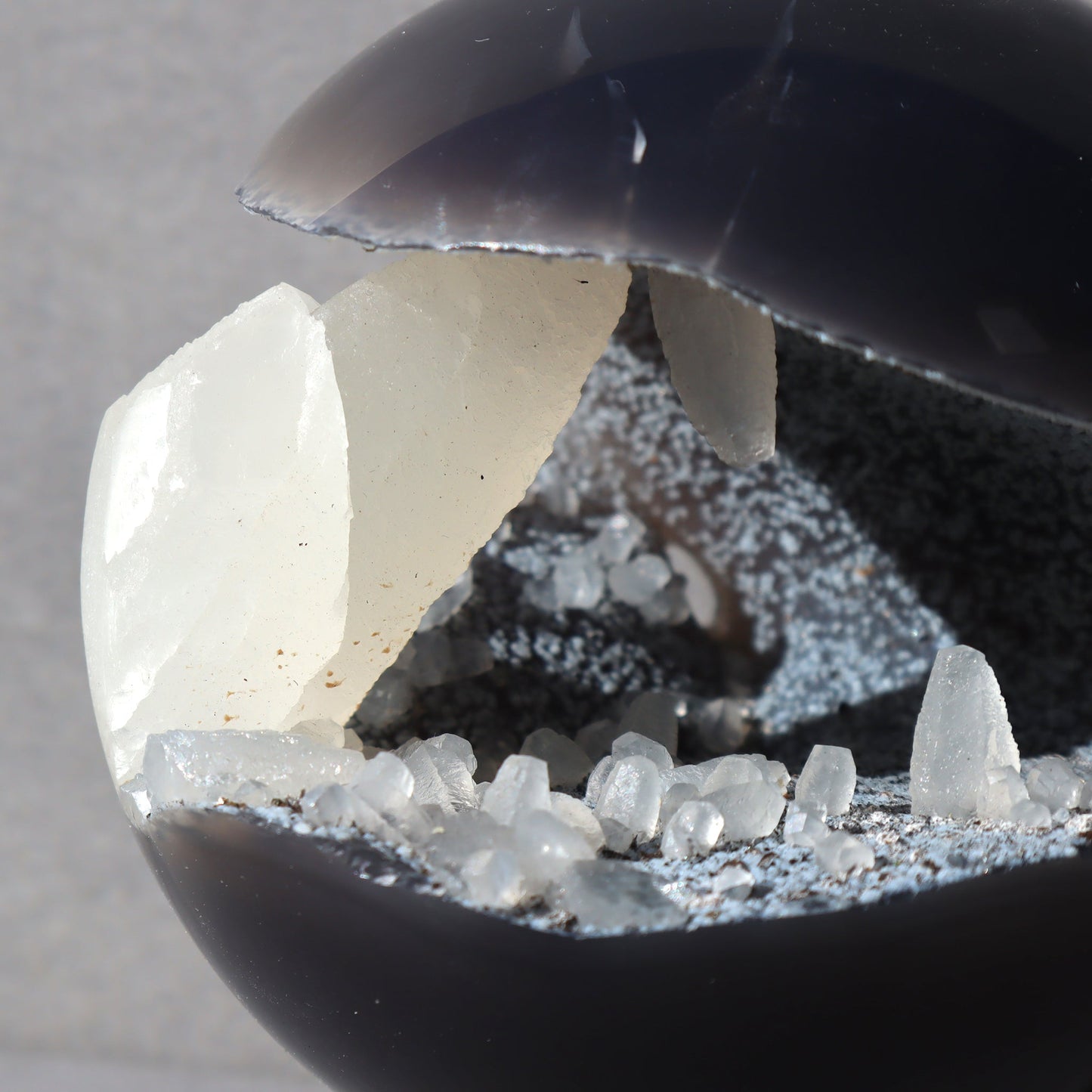 Agate Sphere with Calcite Formations