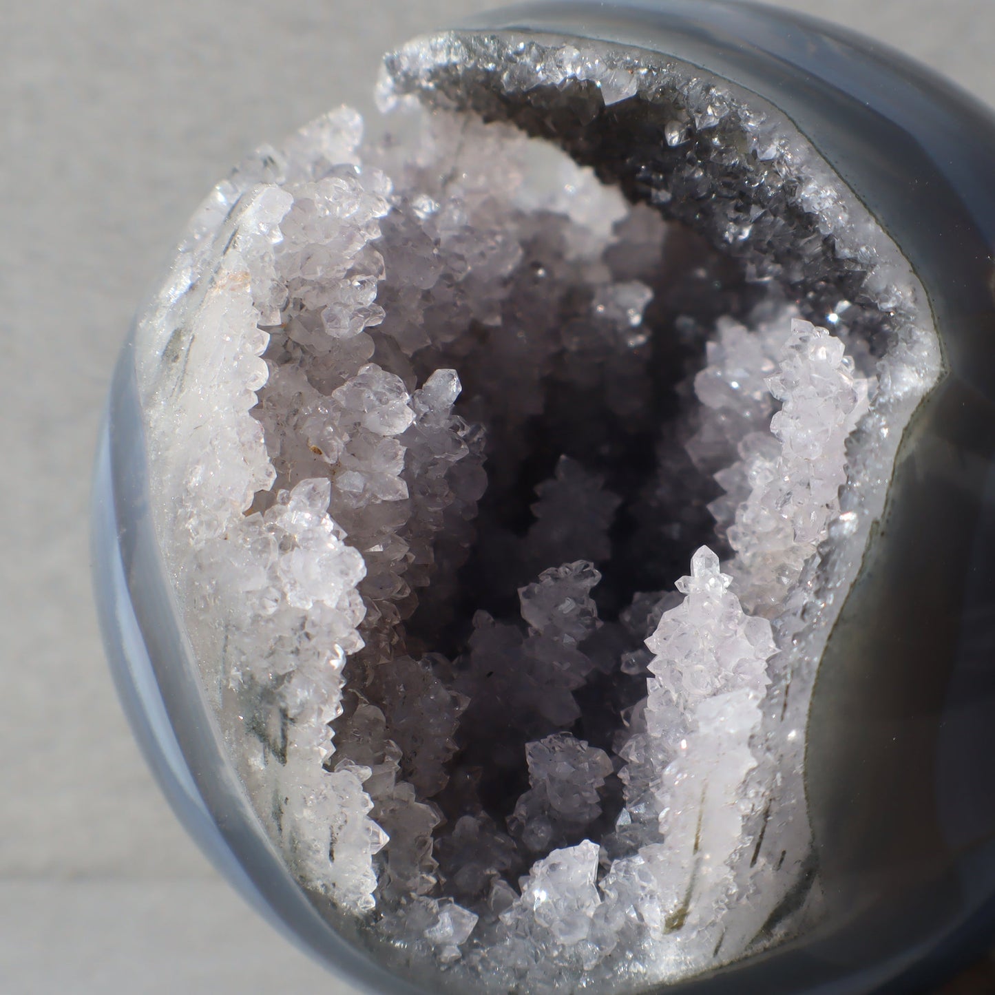 Agate Sphere with Stalactites
