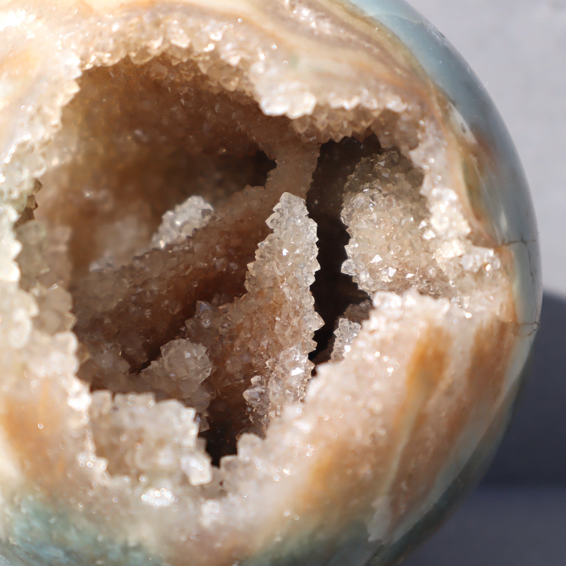 Rare Agate and Stalactites Sphere – agate and crystals sphere