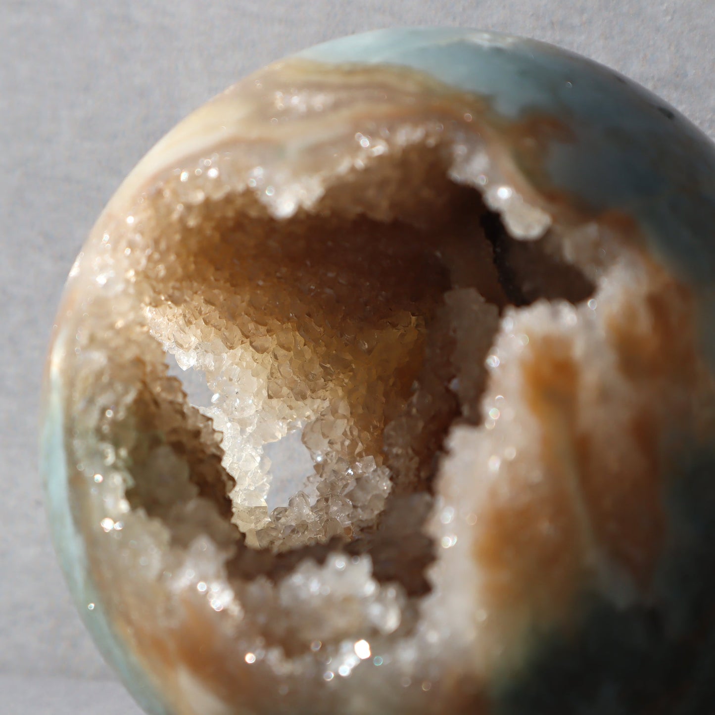 Rare Agate and Stalactites Sphere – agate and crystals sphere