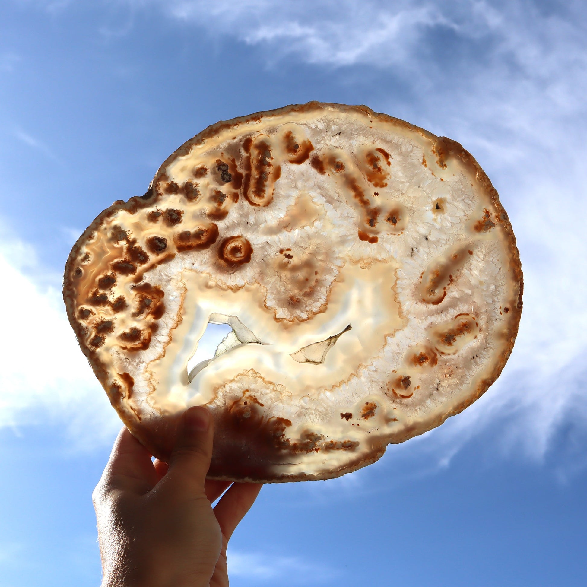 Agate Slice of Botryoidal Inclusions and Crystals – agate slice