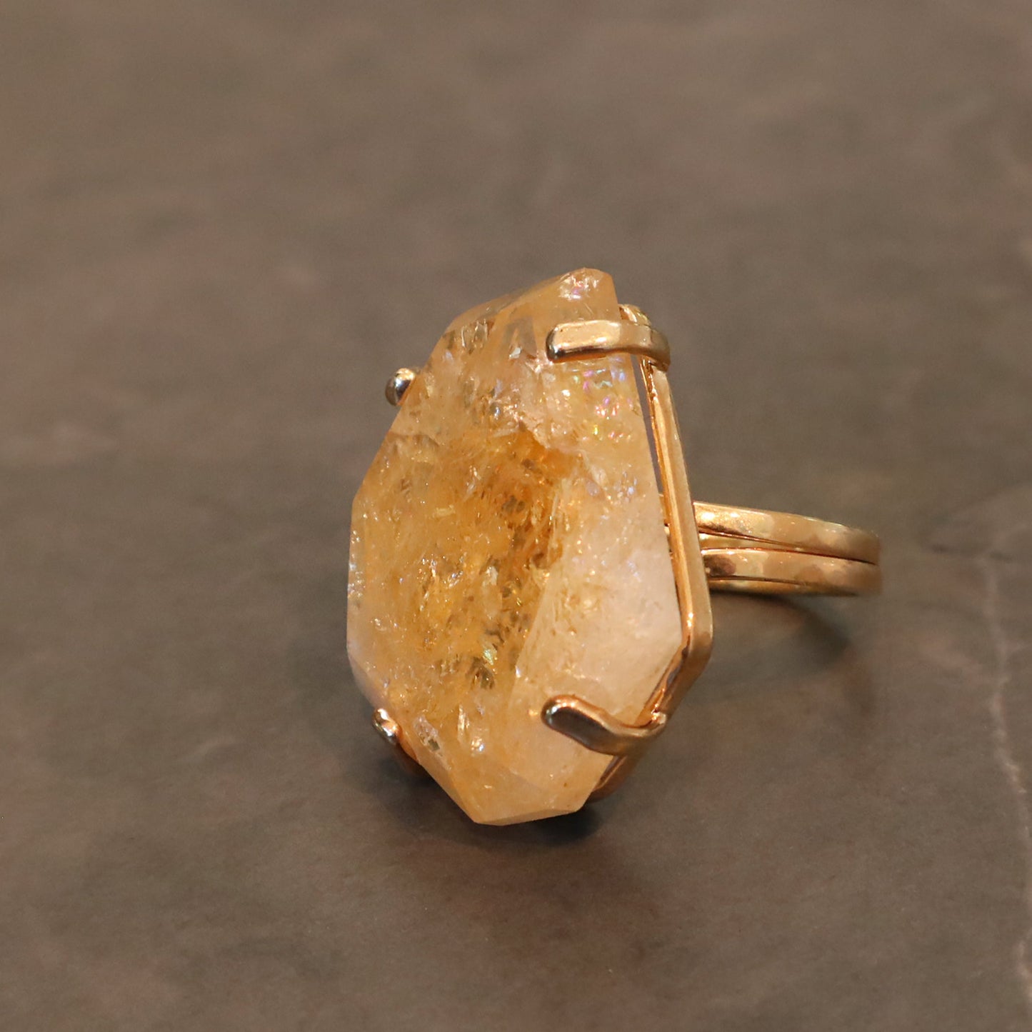 Polished Citrine Quartz Ring – rings