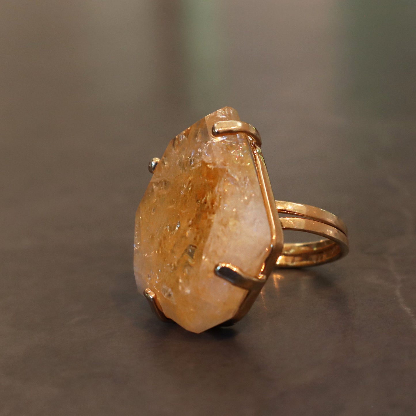 Polished Citrine Quartz Ring – rings