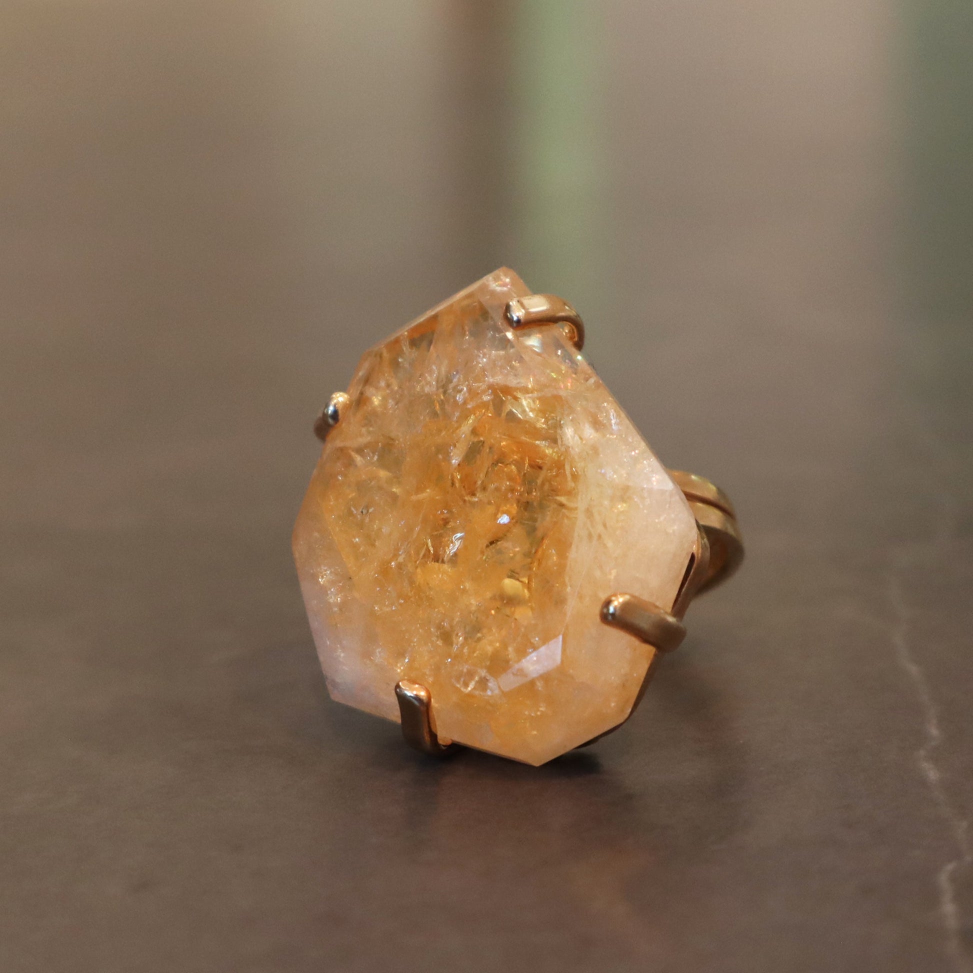 Polished Citrine Quartz Ring – rings