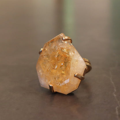 Polished Citrine Quartz Ring – rings
