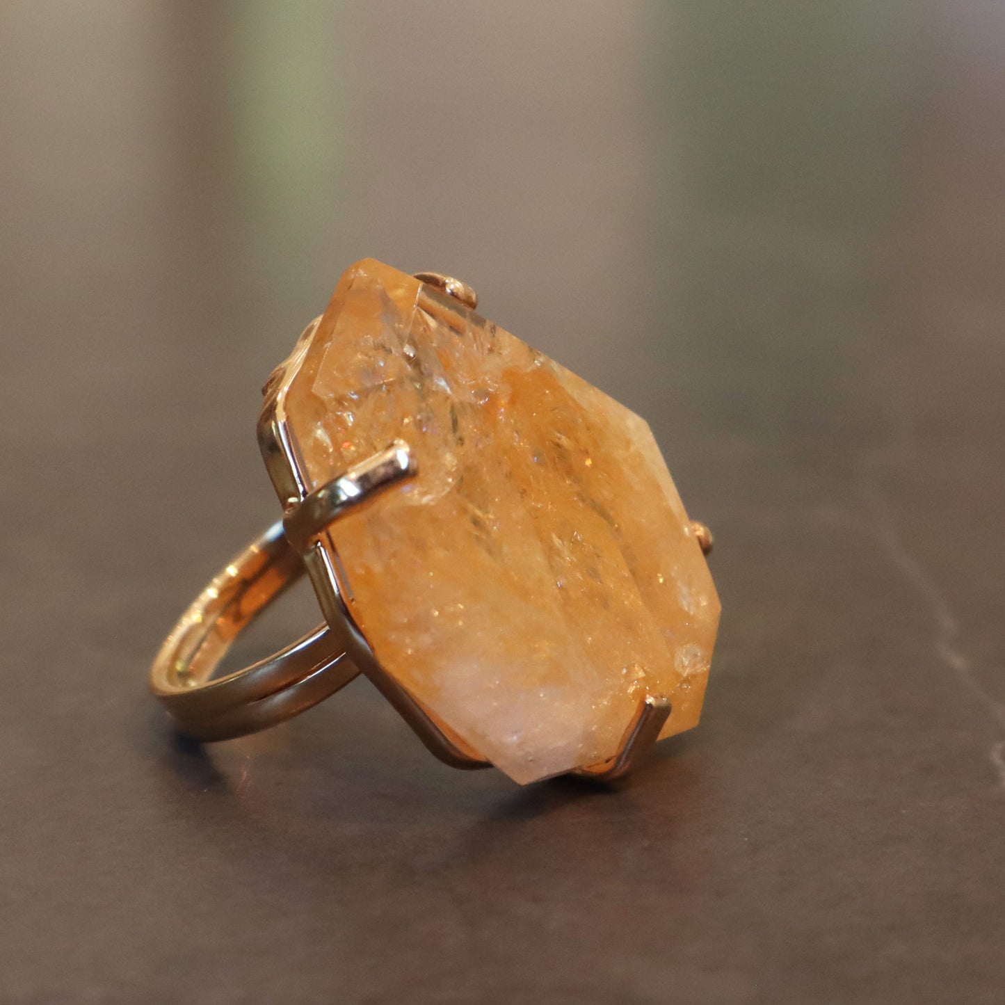 Polished Citrine Quartz Ring – rings