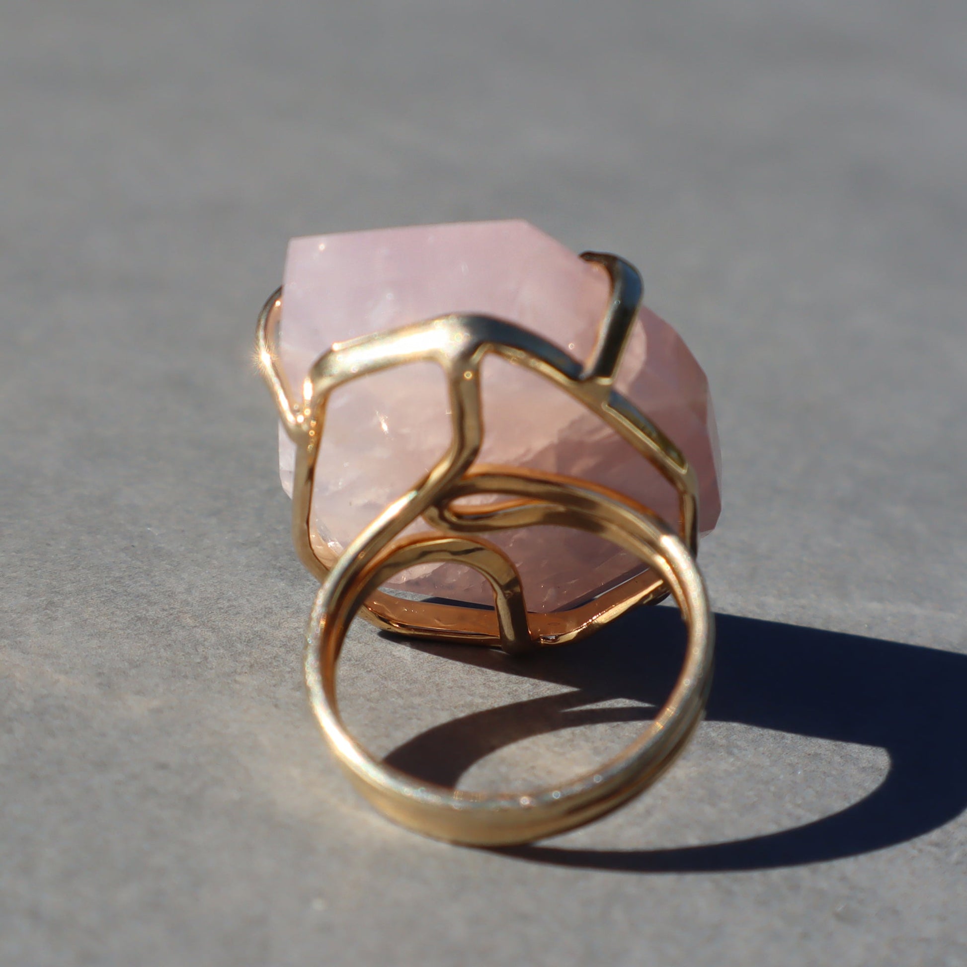 Polished Rose Quartz Ring – rings