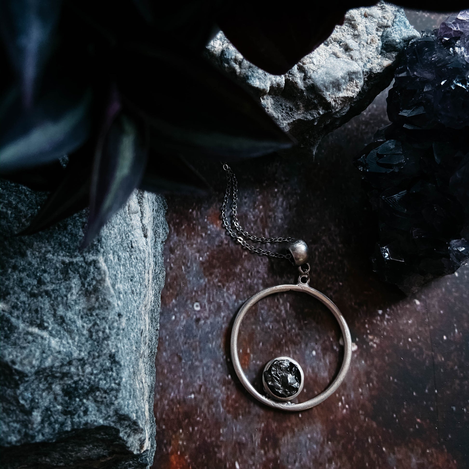 Circle Necklace with Authentic Raw Meteorite – Necklace