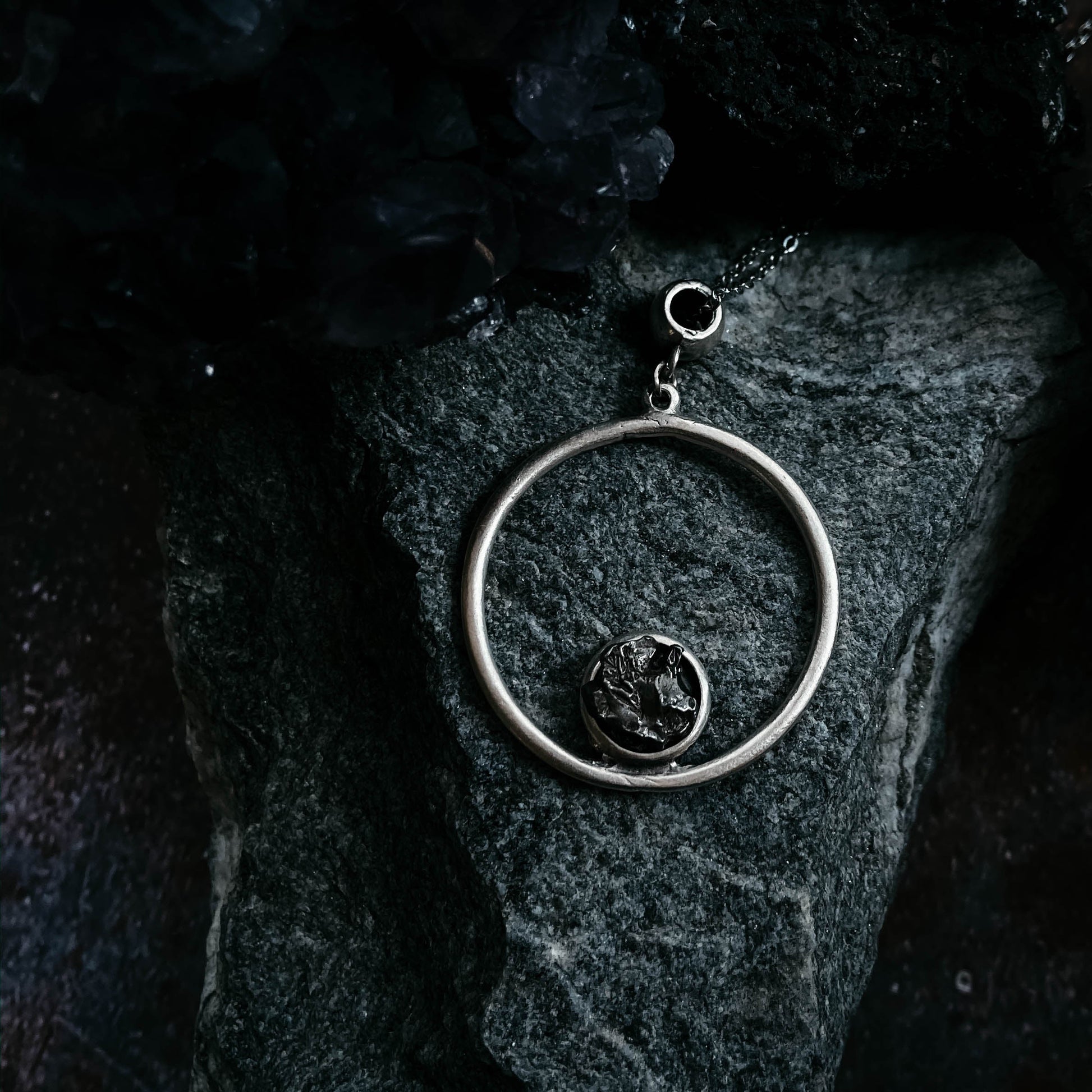 Circle Necklace with Authentic Raw Meteorite – Necklace