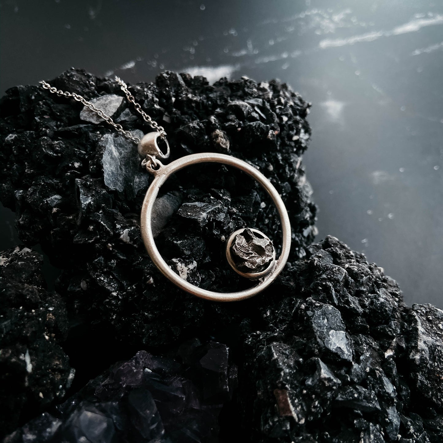 Circle Necklace with Authentic Raw Meteorite – Necklace