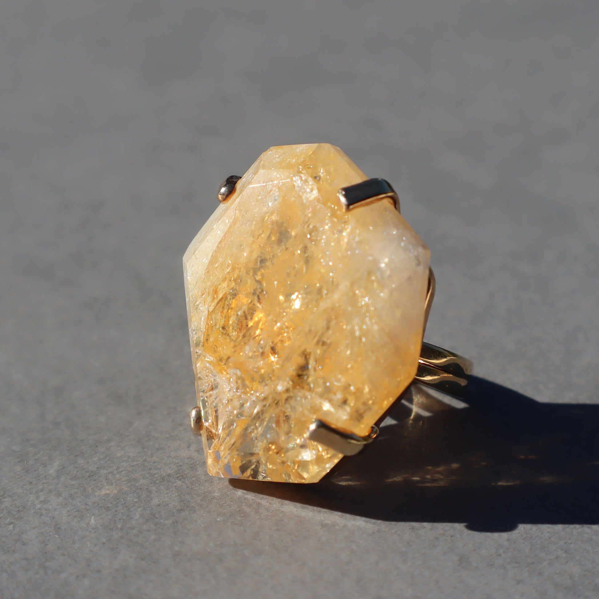 Polished Citrine Quartz Ring – rings