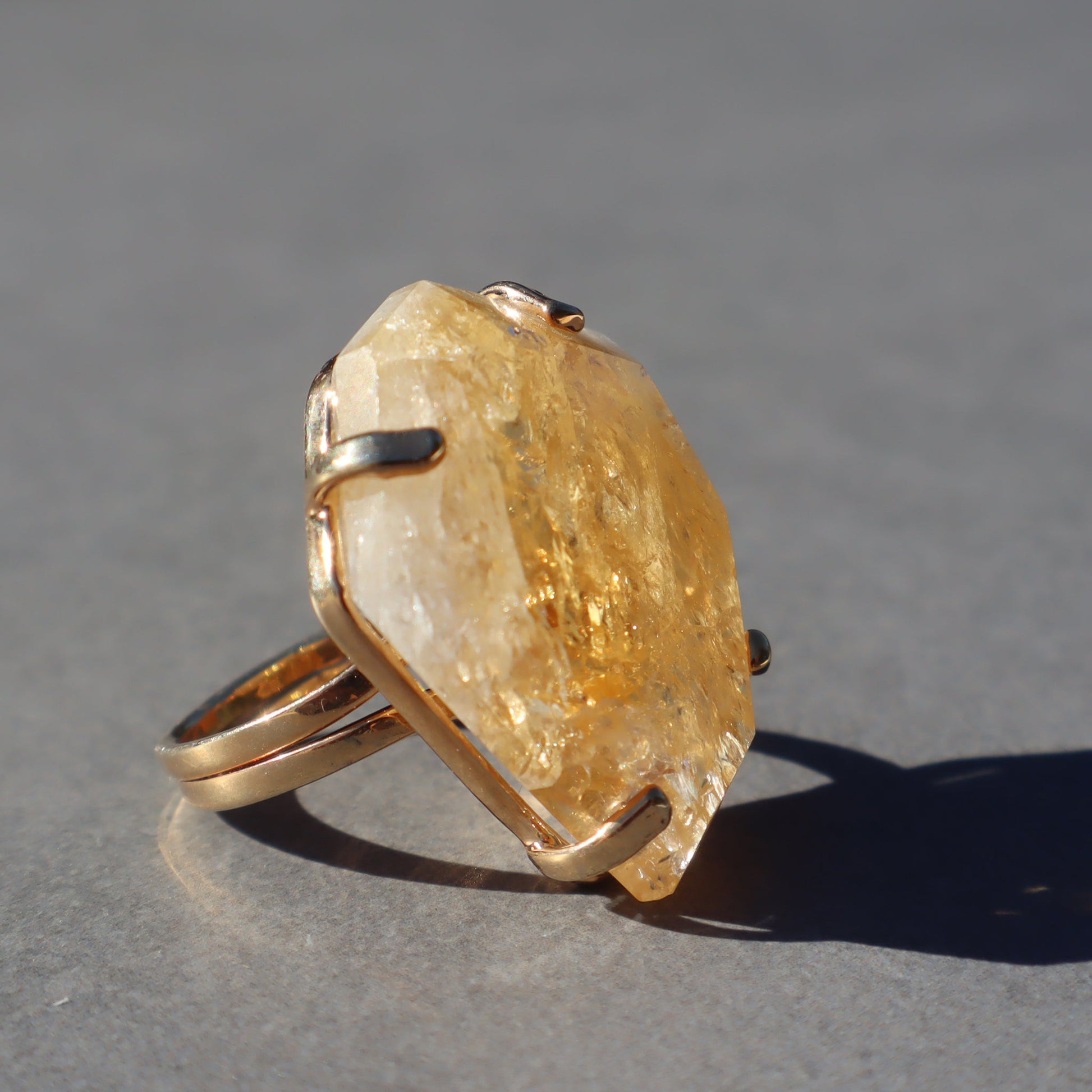 Polished Citrine Quartz Ring – rings