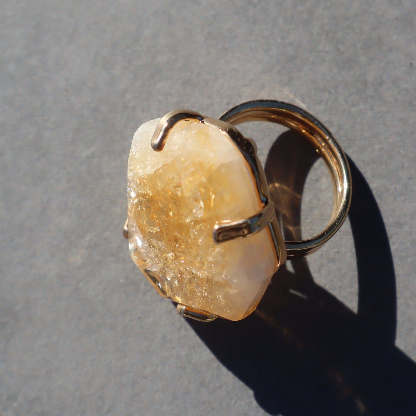 Polished Citrine Quartz Ring – rings