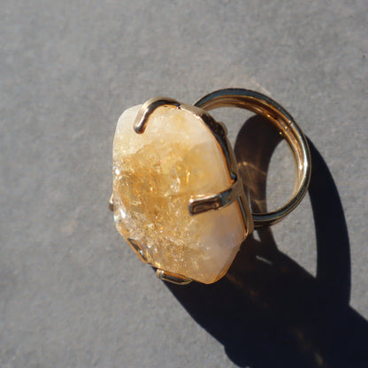 Polished Citrine Quartz Ring – rings