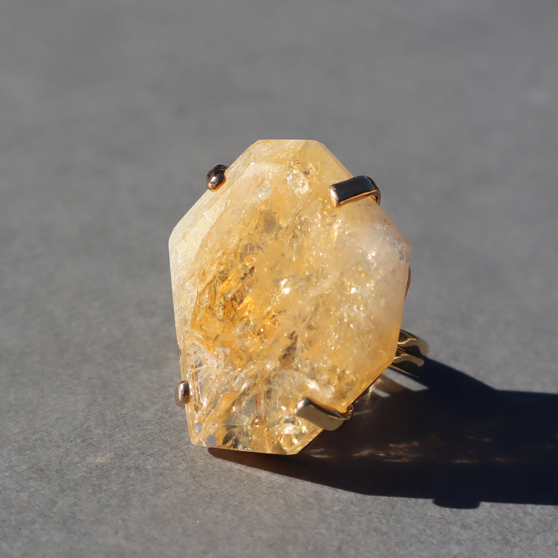 Polished Citrine Quartz Ring – rings