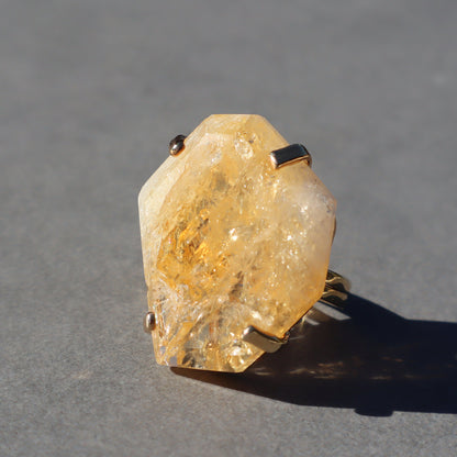 Polished Citrine Quartz Ring – rings