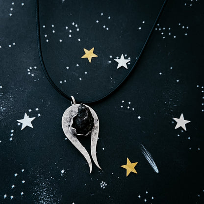 Comet Necklace with Authentic Meteorite – Leather Chain Necklace