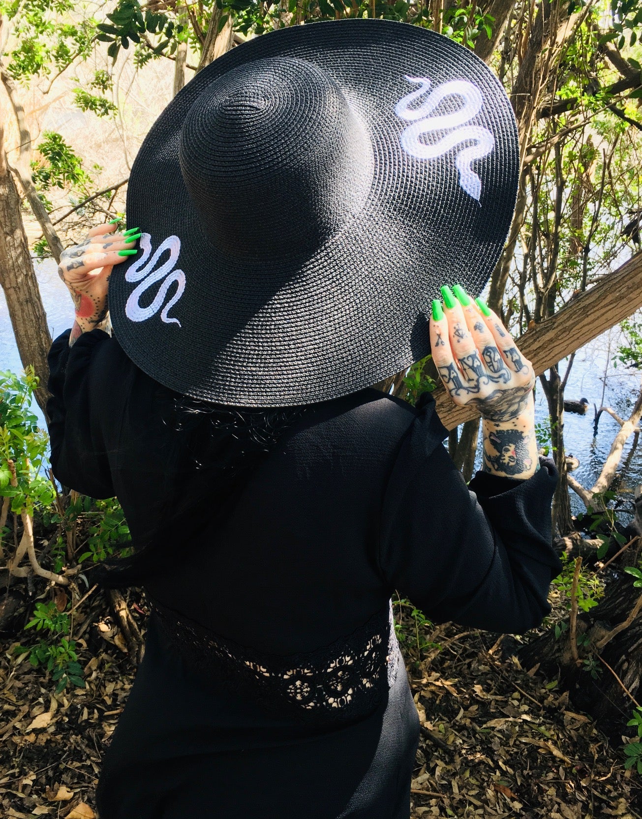 Floppy Sun Hat - XL Brim - Snakes - READY TO SHIP –