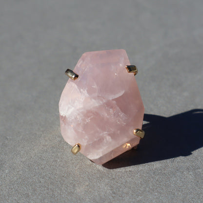 Polished Rose Quartz Ring – rings
