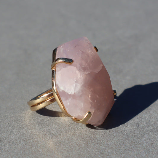 Polished Rose Quartz Ring – rings