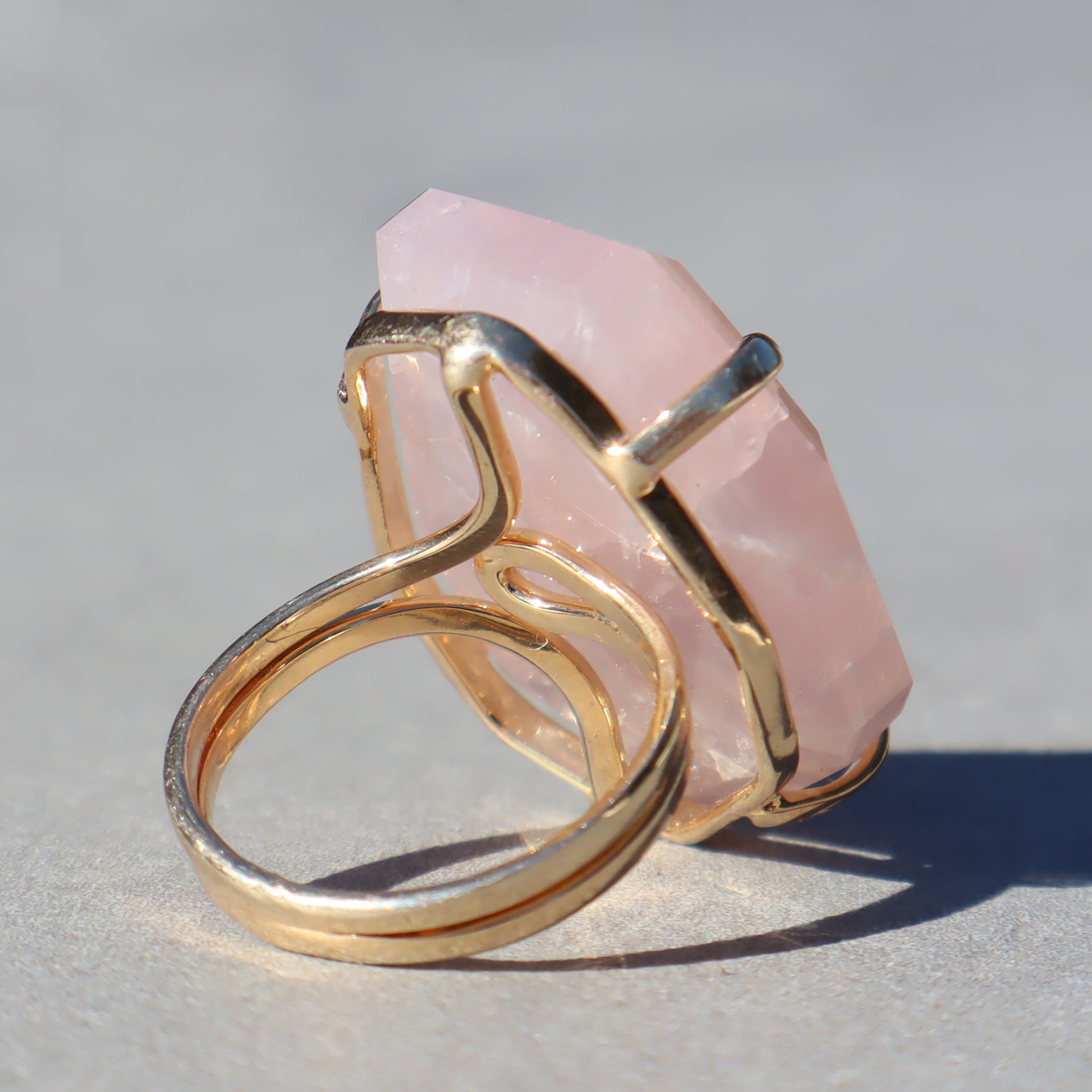 Polished Rose Quartz Ring – rings